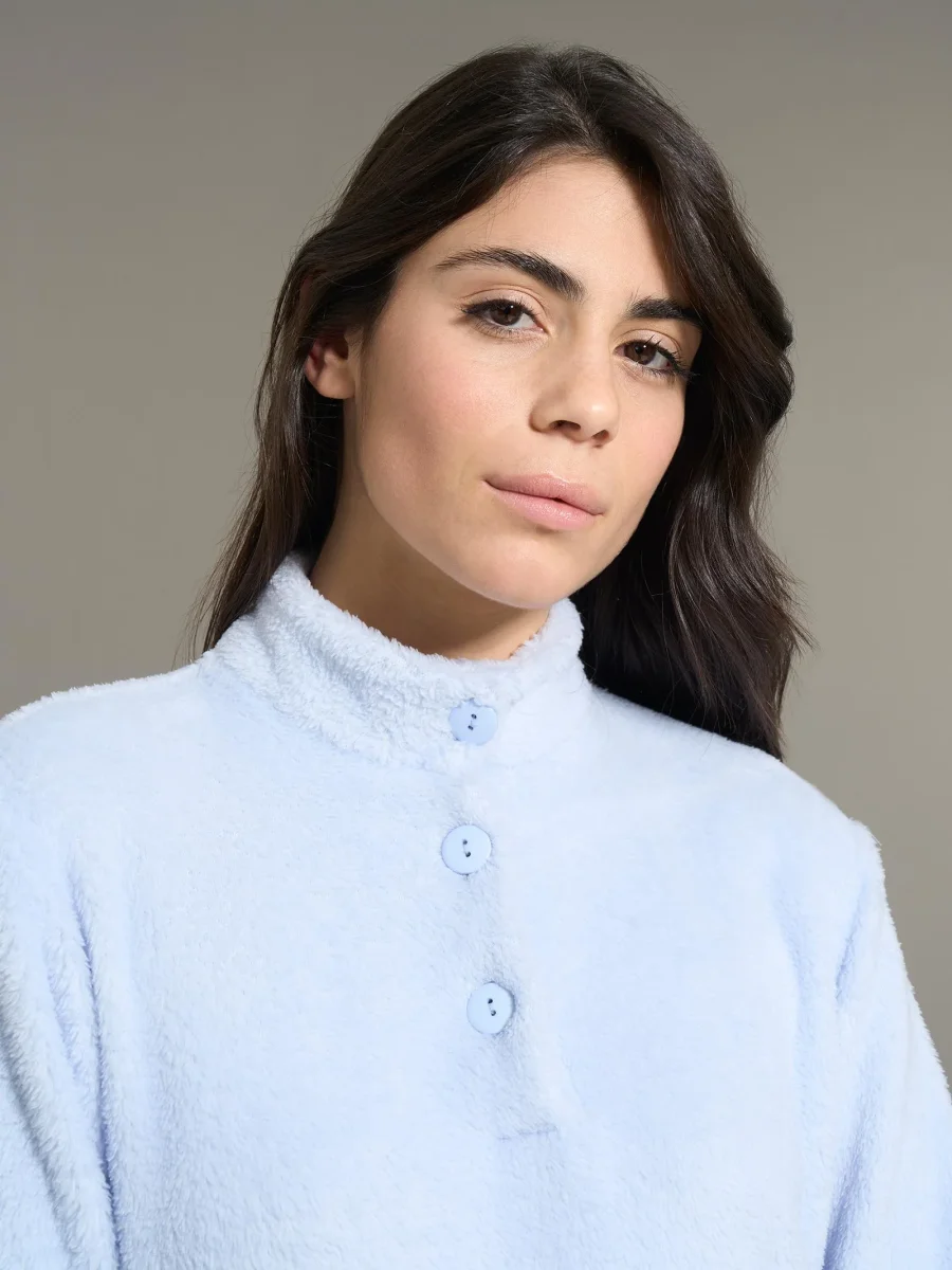 Pigiama serafino in Polar Fleece - Xenon Blue - immagine 4