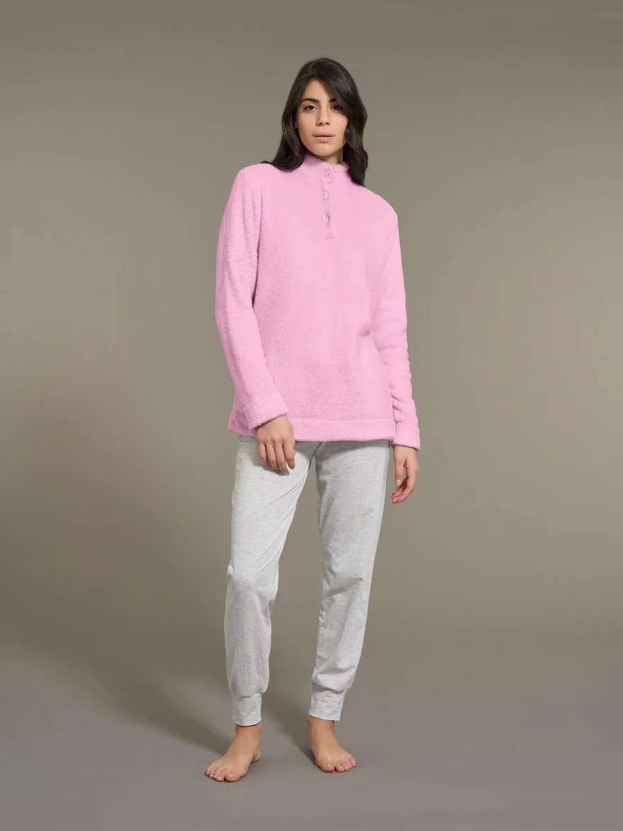 Pigiama serafino in Polar Fleece - Mauve Mist