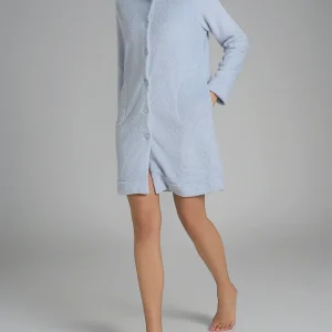 Vestaglia corta con bottoni in Polar Fleece - Xenon Blue