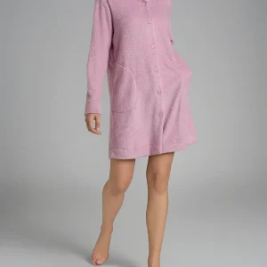 Vestaglia corta con bottoni in Polar Fleece - Mauve Mist