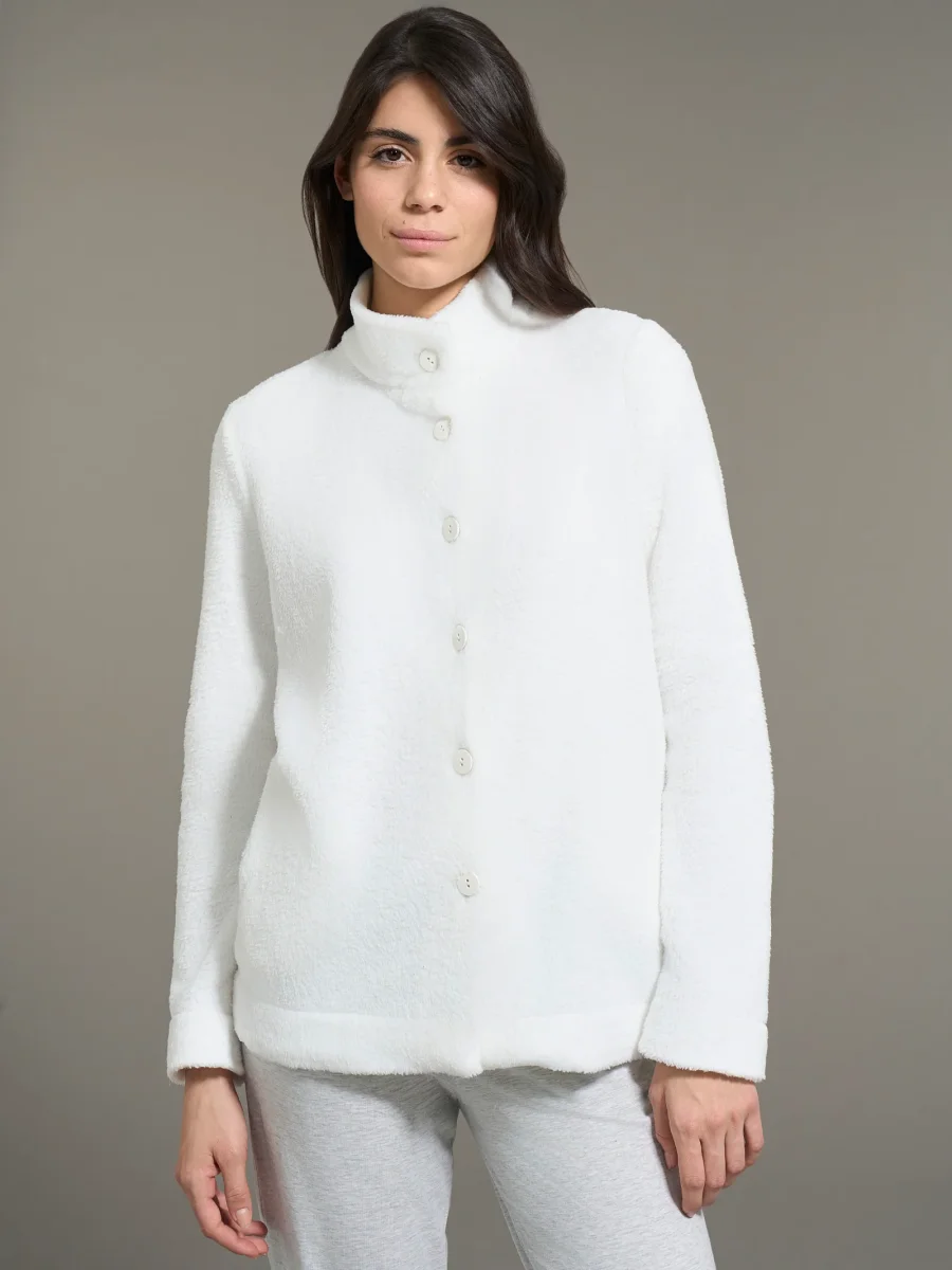 Giacca aperta in polar fleece - Avorio - immagine 2