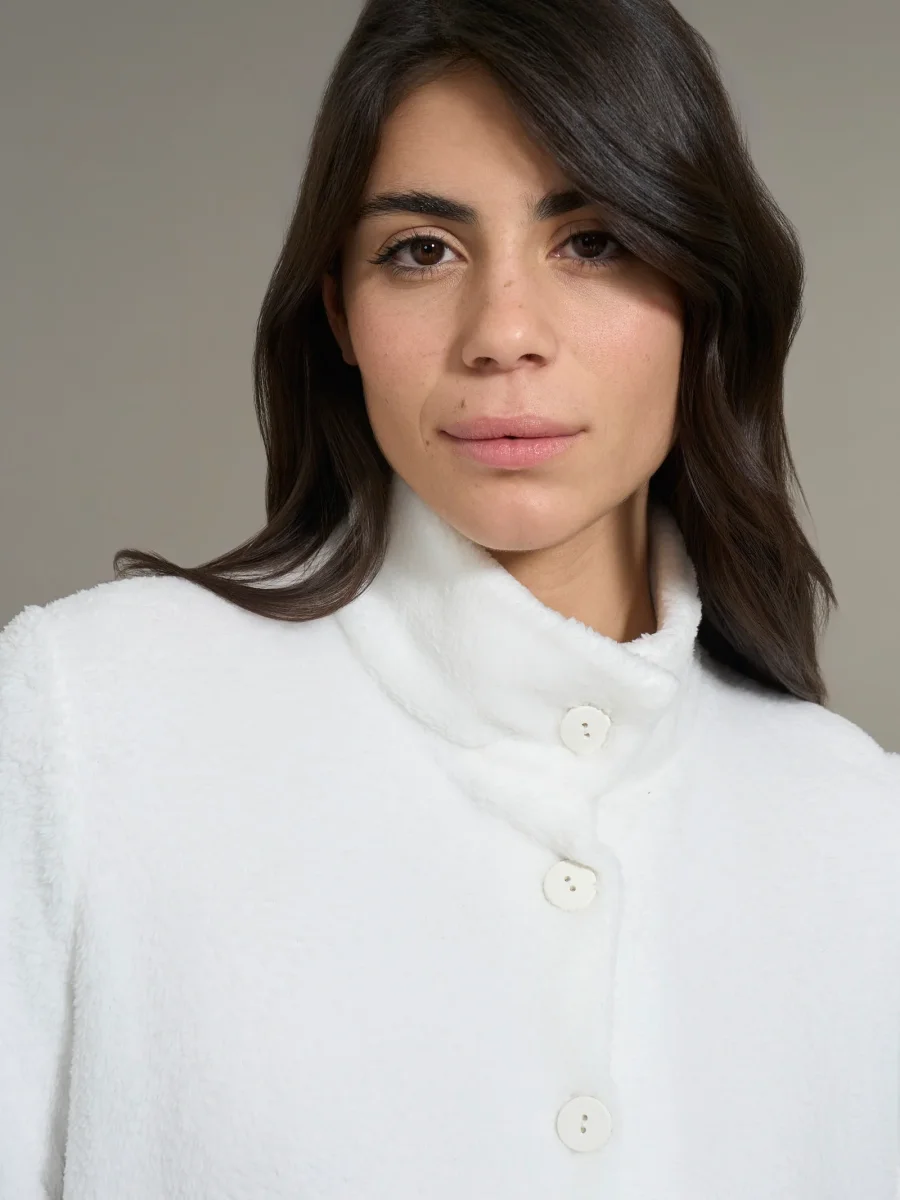 Giacca aperta in polar fleece - Avorio - immagine 4