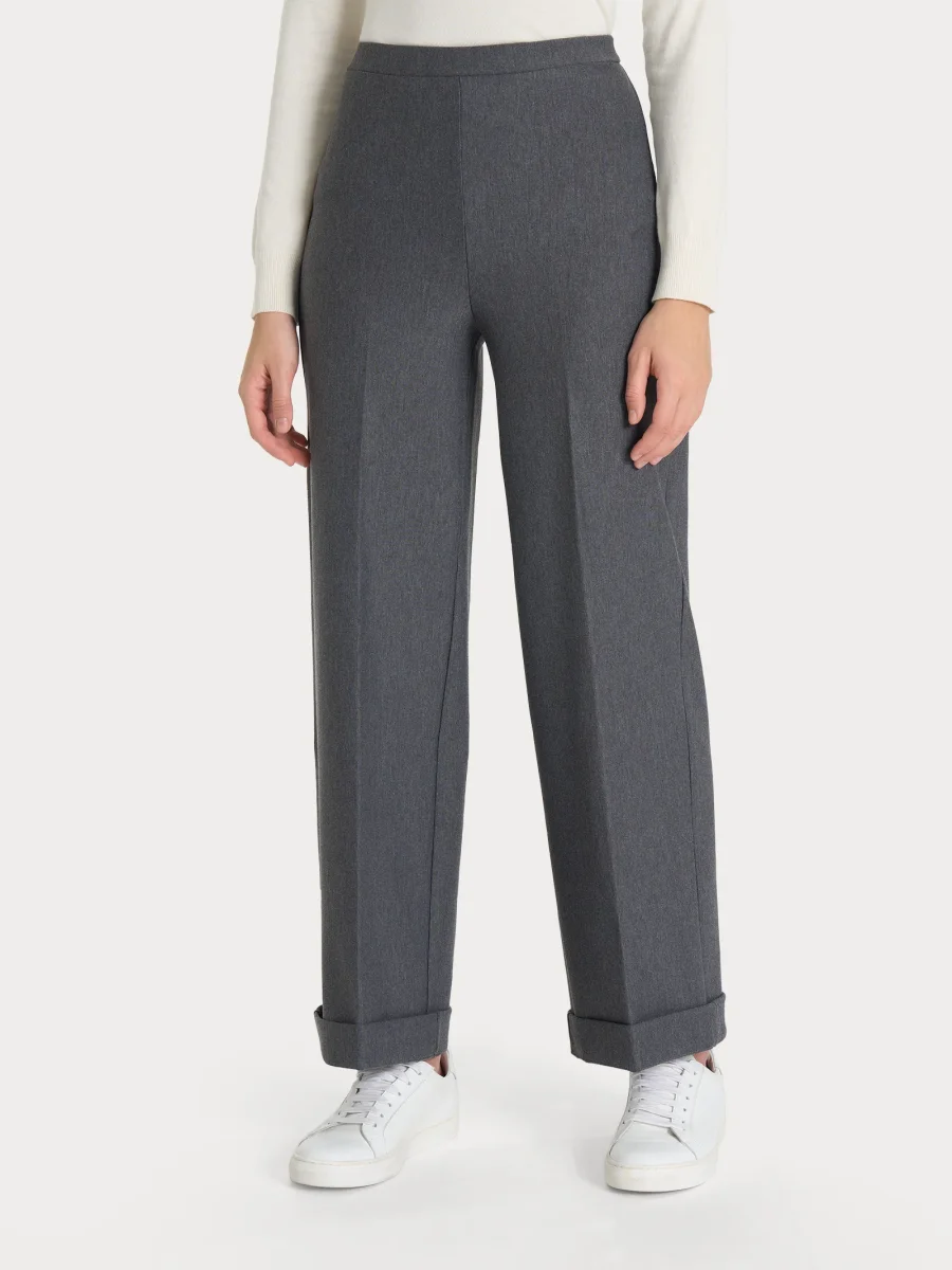 Pantalone modellante alla caviglia in tessuto compact - Ardesia Mel.