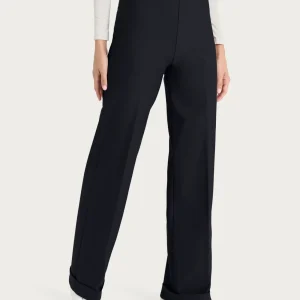 Pantalone modellante ampio in tessuto compact - Nero