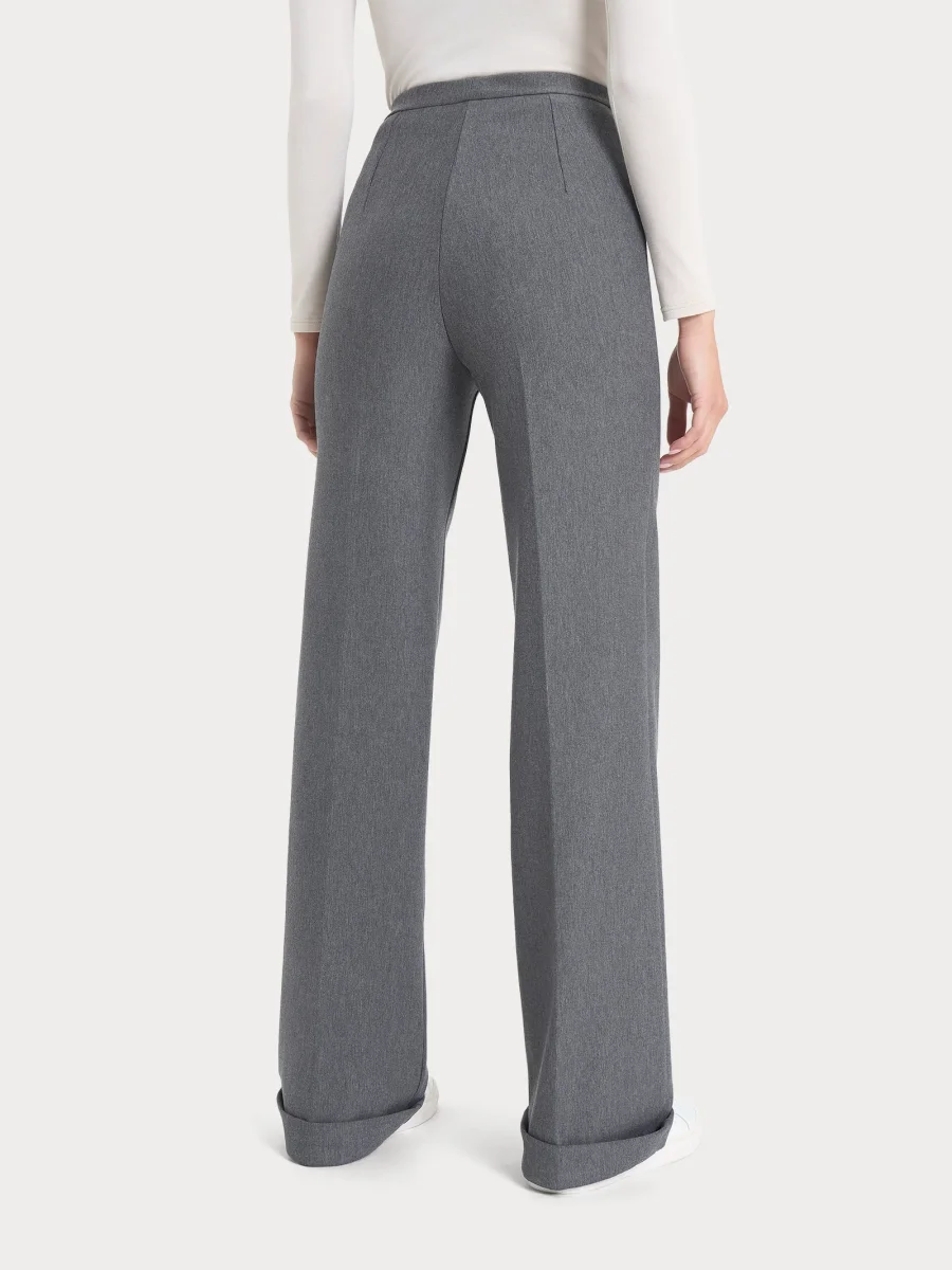 Pantalone modellante ampio in tessuto compact - Ardesia Mel. - immagine 3