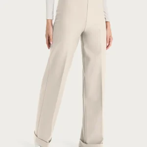 Pantalone modellante ampio in tessuto compact - Champignon