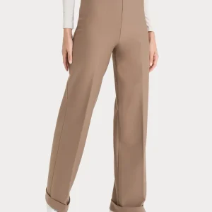 Pantalone modellante ampio in tessuto compact - Pine Bark