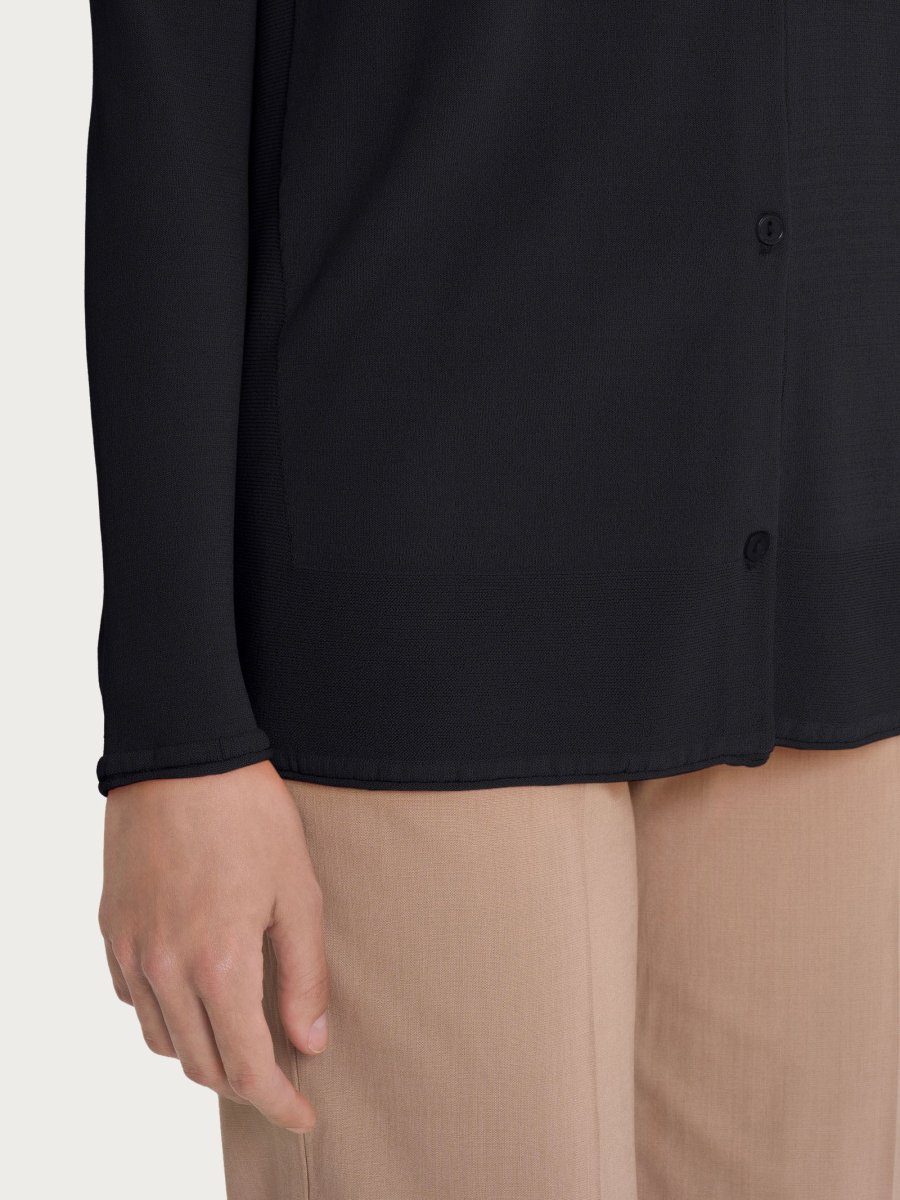 Cardigan aperto con bottoni in Crêpe - Nero - immagine 4