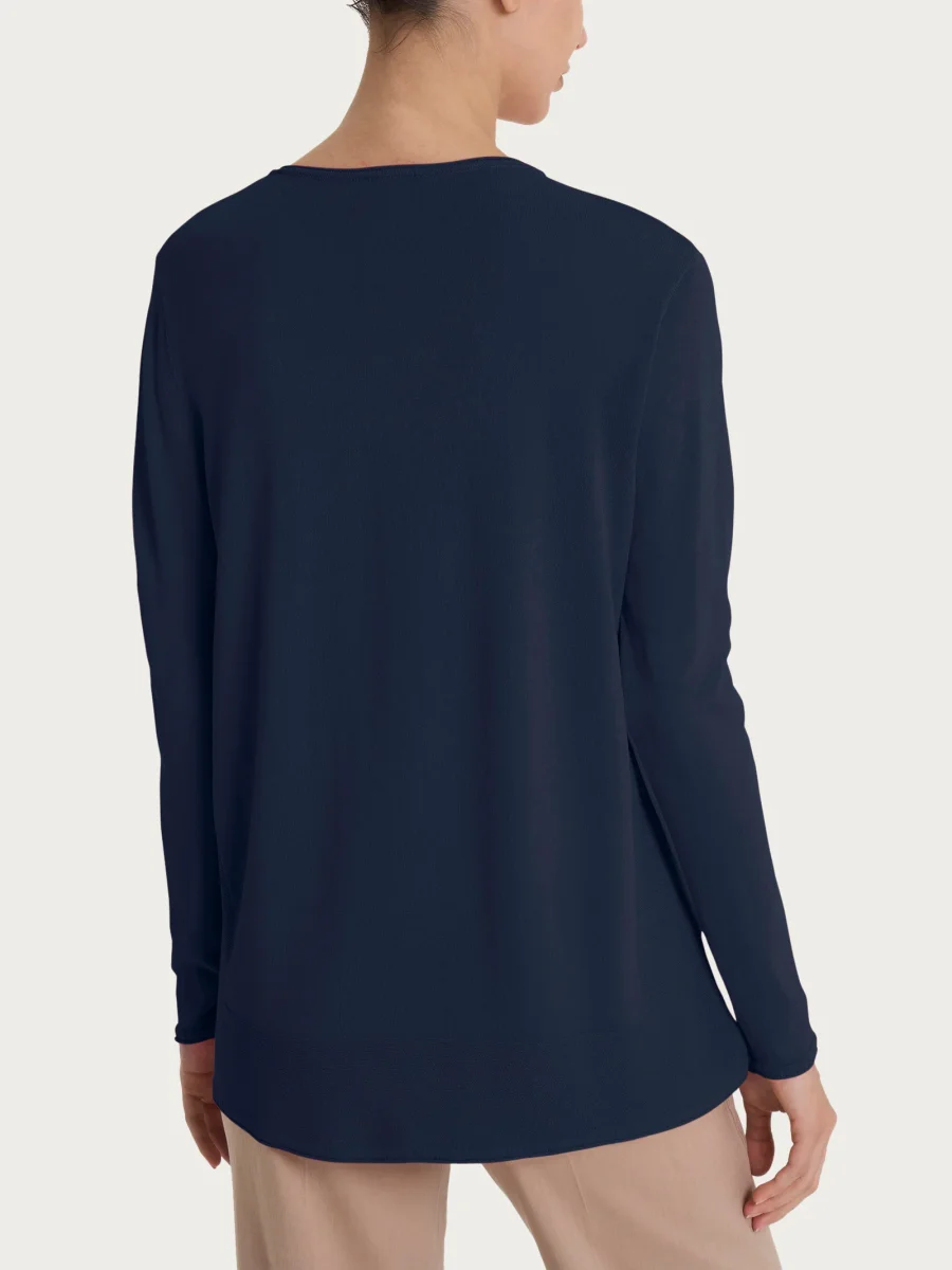 Cardigan aperto con bottoni in Crêpe - Bleu - immagine 3