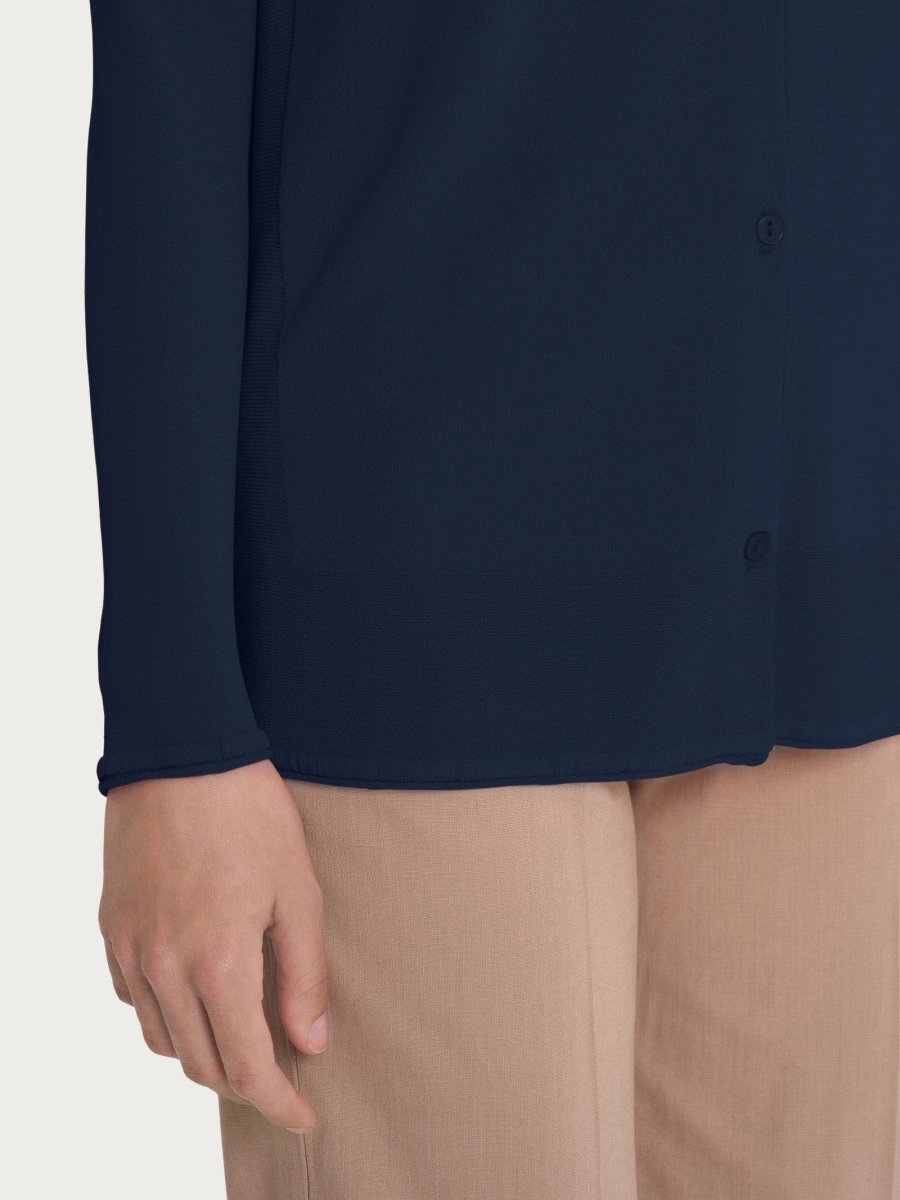 Cardigan aperto con bottoni in Crêpe - Bleu - immagine 4