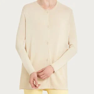 Cardigan aperto con bottoni in Crêpe  - Wood Ash