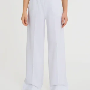 Pantalone a palazzo con tasche in Compact Light - Bianco