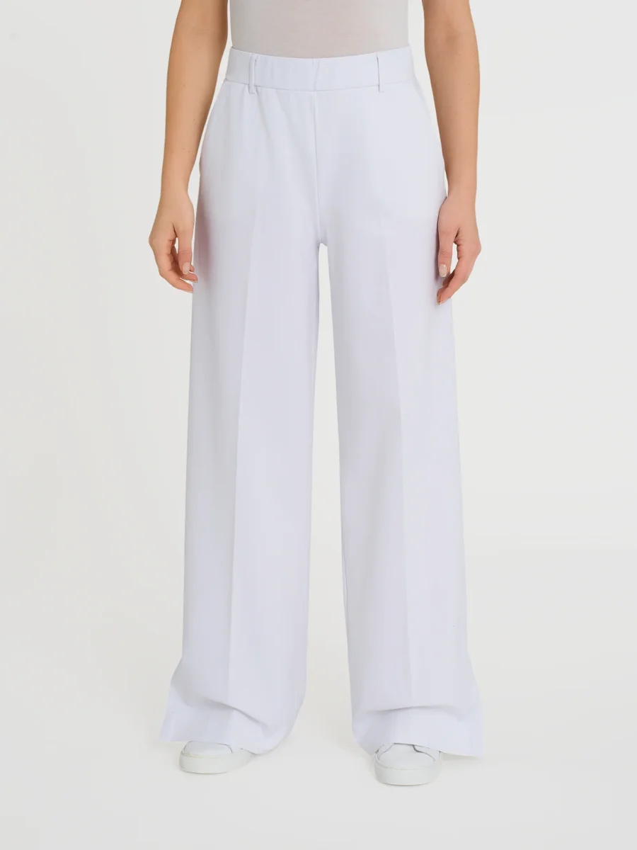 Pantalone a palazzo con tasche in Compact Light - Bianco