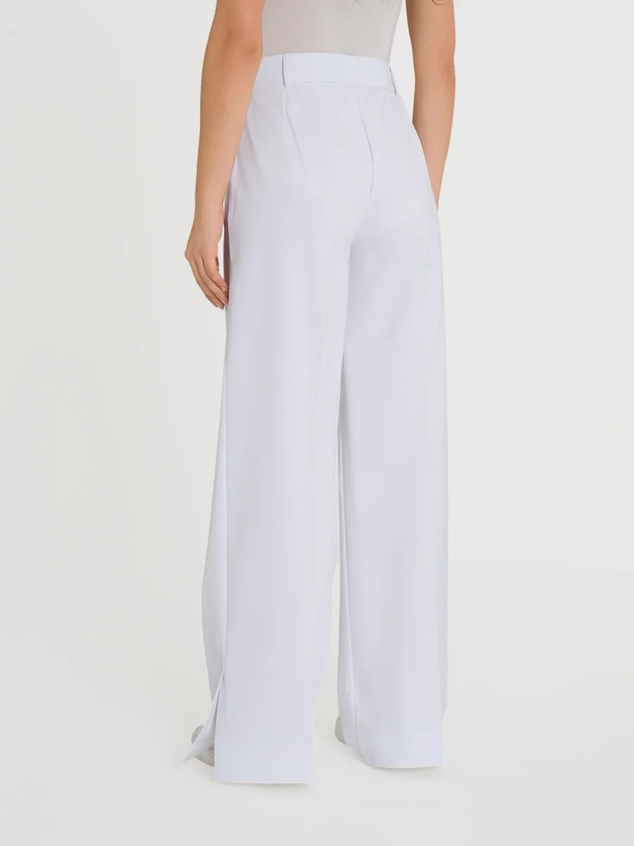 Pantalone a palazzo con tasche in Compact Light - Bianco - immagine 3