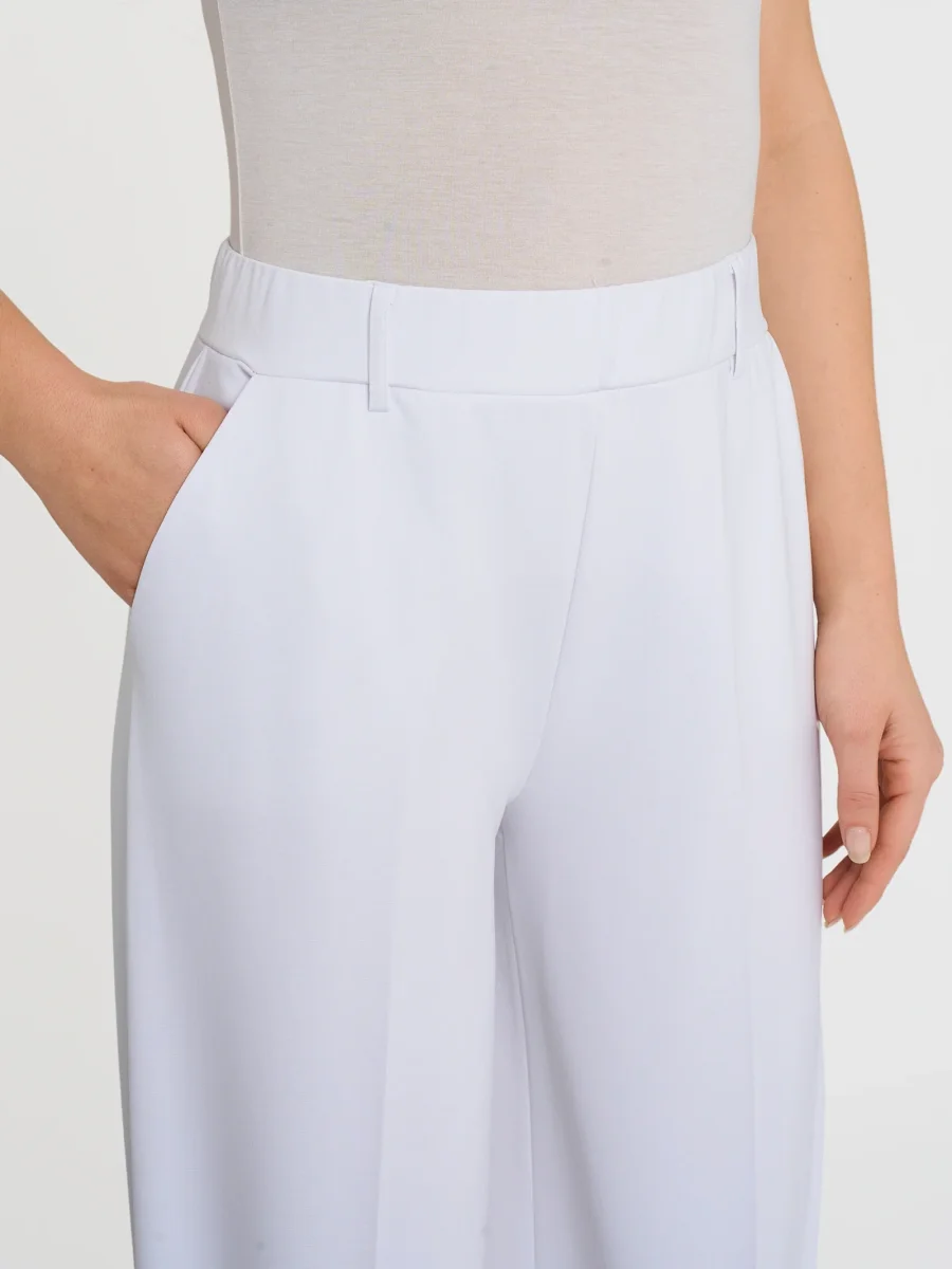 Pantalone a palazzo con tasche in Compact Light - Bianco - immagine 4