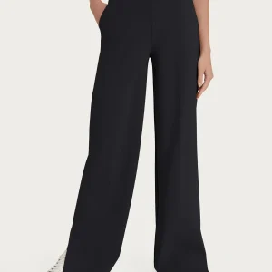 Pantalone a palazzo con tasche in Compact Light - Nero