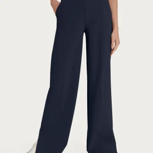 Pantalone a palazzo con tasche in Compact Light - Bleu