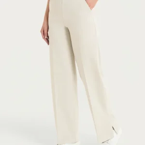 Pantalone a palazzo con tasche in Compact Light - Champignon