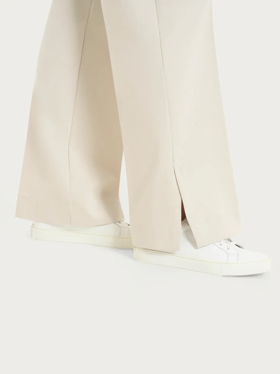 Pantalone a palazzo con tasche in Compact Light - Champignon - immagine 4