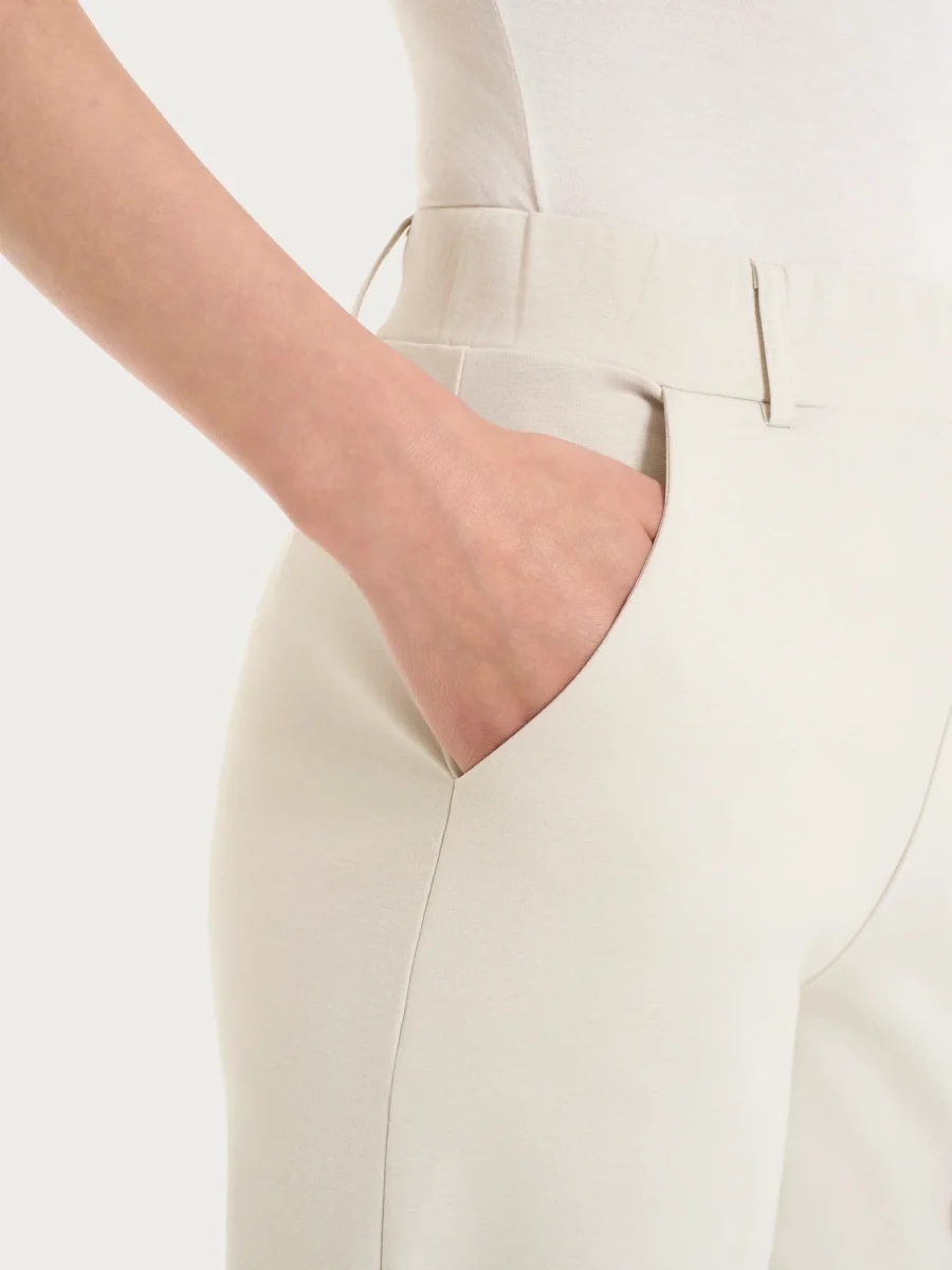 Pantalone a palazzo con tasche in Compact Light - Champignon - immagine 5