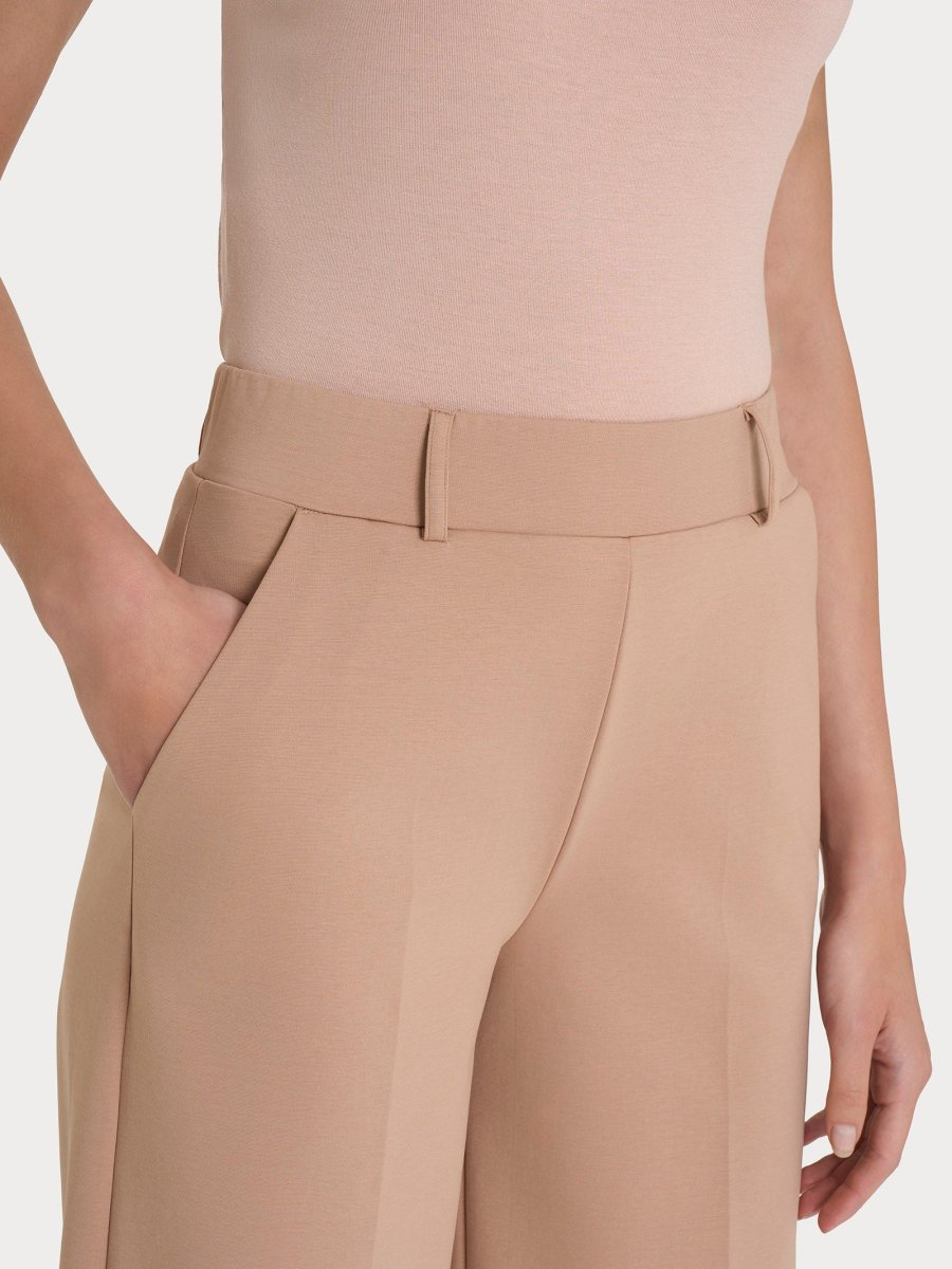 Pantalone a palazzo con tasche in Compact Light - Warm Taupe - immagine 4