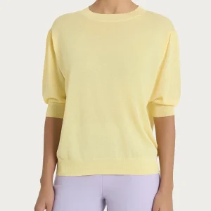 Maglia con manica a palloncino in Crêpe  - Pale Banana