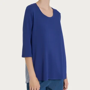Maglia con manica 3/4 e retro con stripes in Misto Viscosa - Fant. Blueberry
