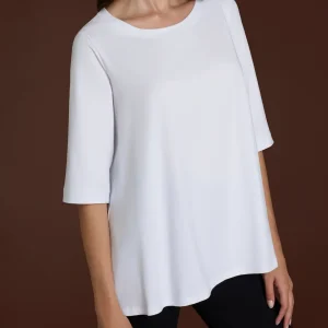 beYOUtiful Homewear – Maglietta con manica 3/4 in cotone elasticizzato  - Bianco