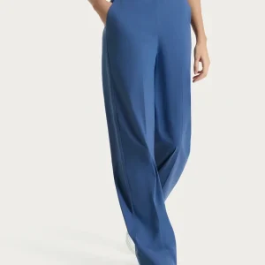 Pantalone ampio con tasche e risvolto in Super Fresh - Oceana