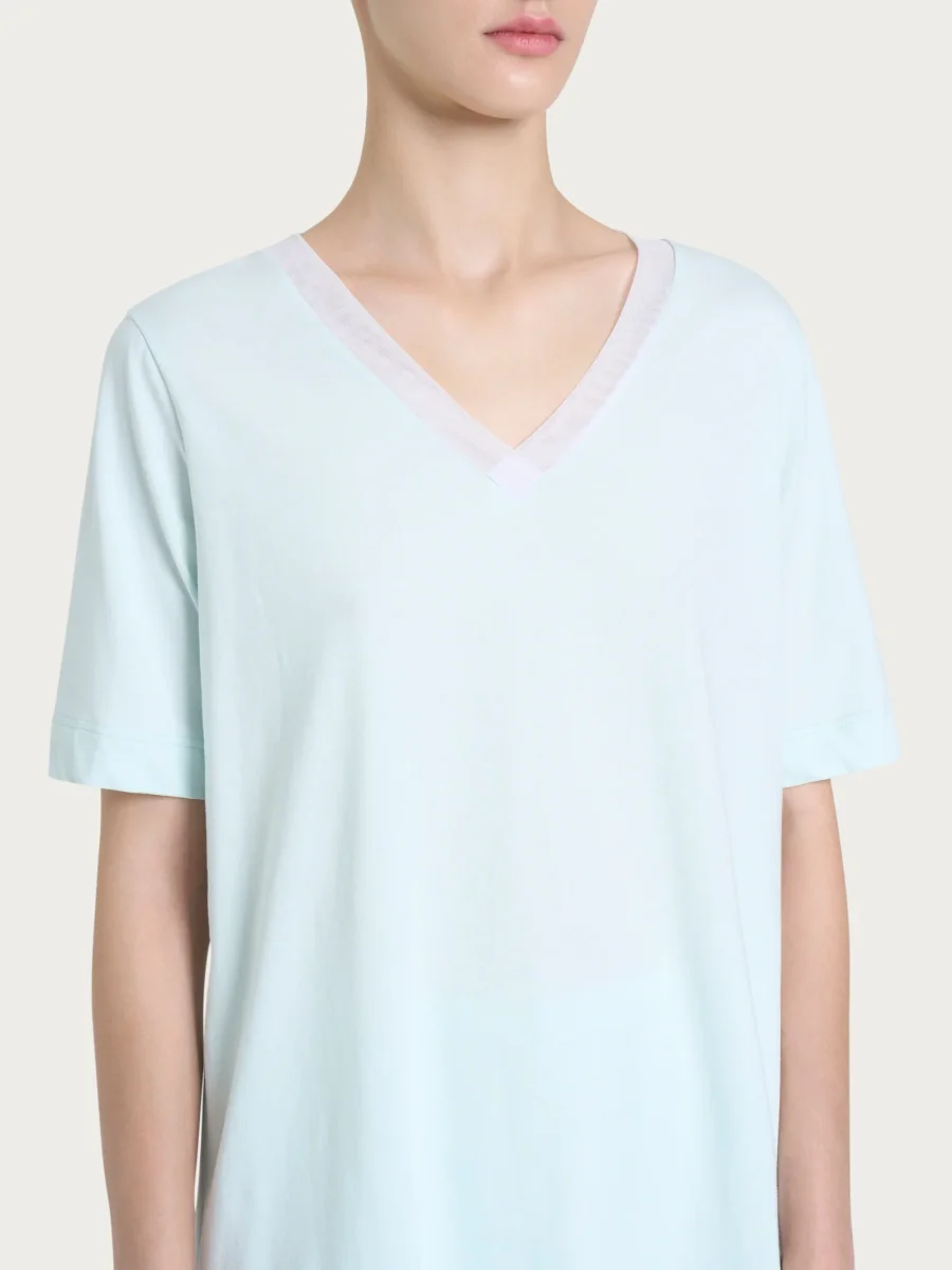 Pigiama tinta unita con scollo a V in Jersey di cotone - Salt Air - immagine 4