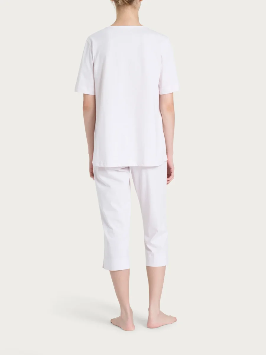 Pigiama tinta unita con scollo a V in Jersey di cotone - Orchid Tint - immagine 3