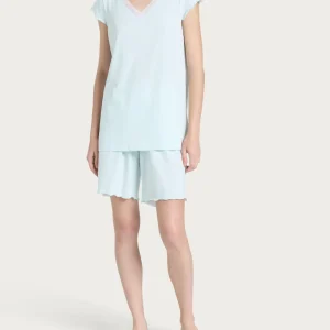 Pigiama corto tinta unita con scollo a V in Jersey di cotone - Salt Air