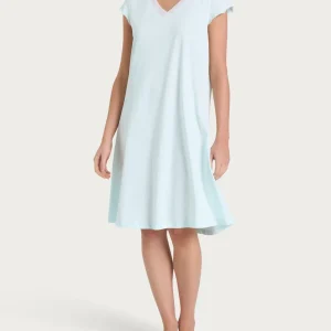 Camicia da notte tinta unita con scollo a V in Jersey di Cotone - Salt Air