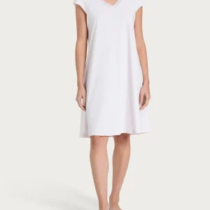 Camicia da notte tinta unita con scollo a V in Jersey di Cotone - Orchid Tint