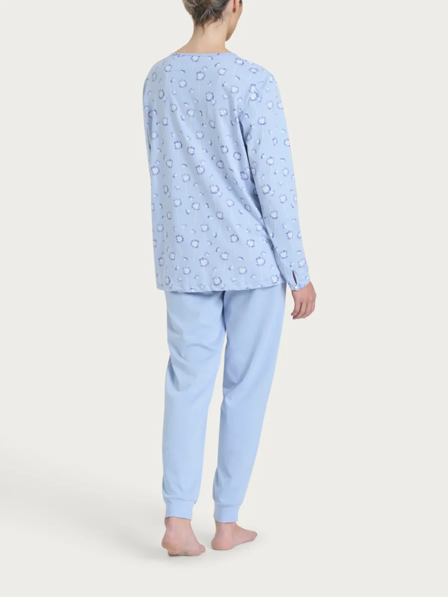 Pigiama serafino con arricciatura in Jersey di cotone 40-52 - Fant. Brunnera Blue - immagine 3