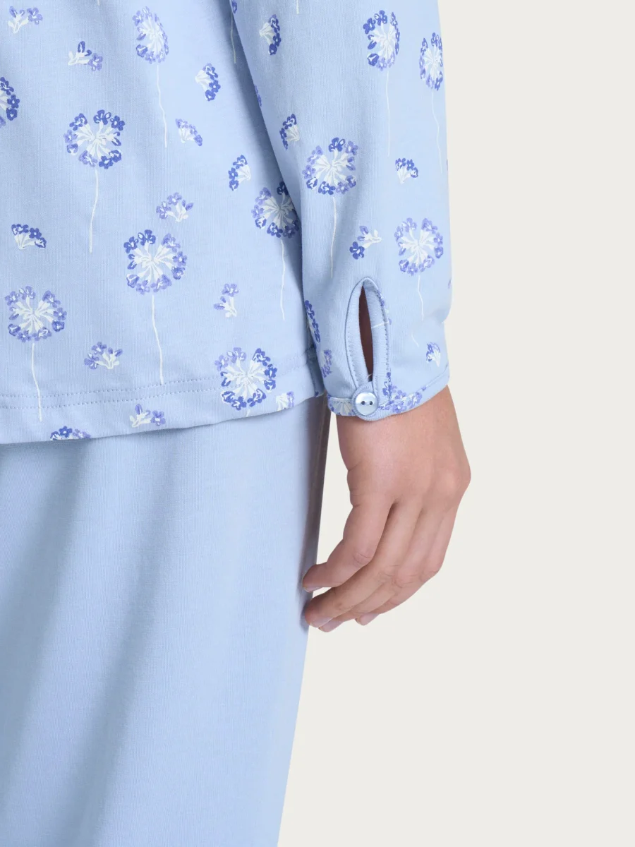 Pigiama serafino con arricciatura in Jersey di cotone 40-52 - Fant. Brunnera Blue - immagine 4