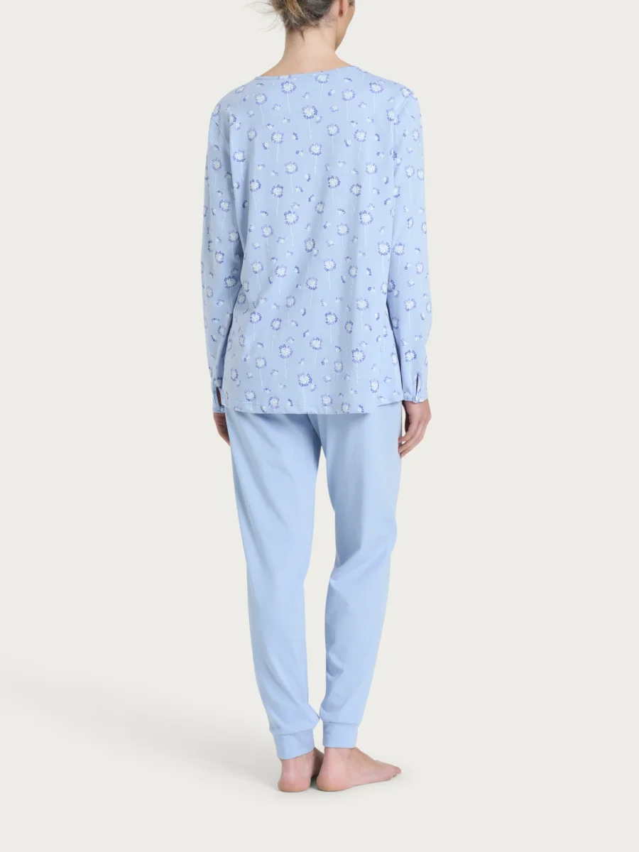 Pigiama aperto con arricciatura in Jersey di Cotone 40-52 - Fant. Brunnera Blue - immagine 3