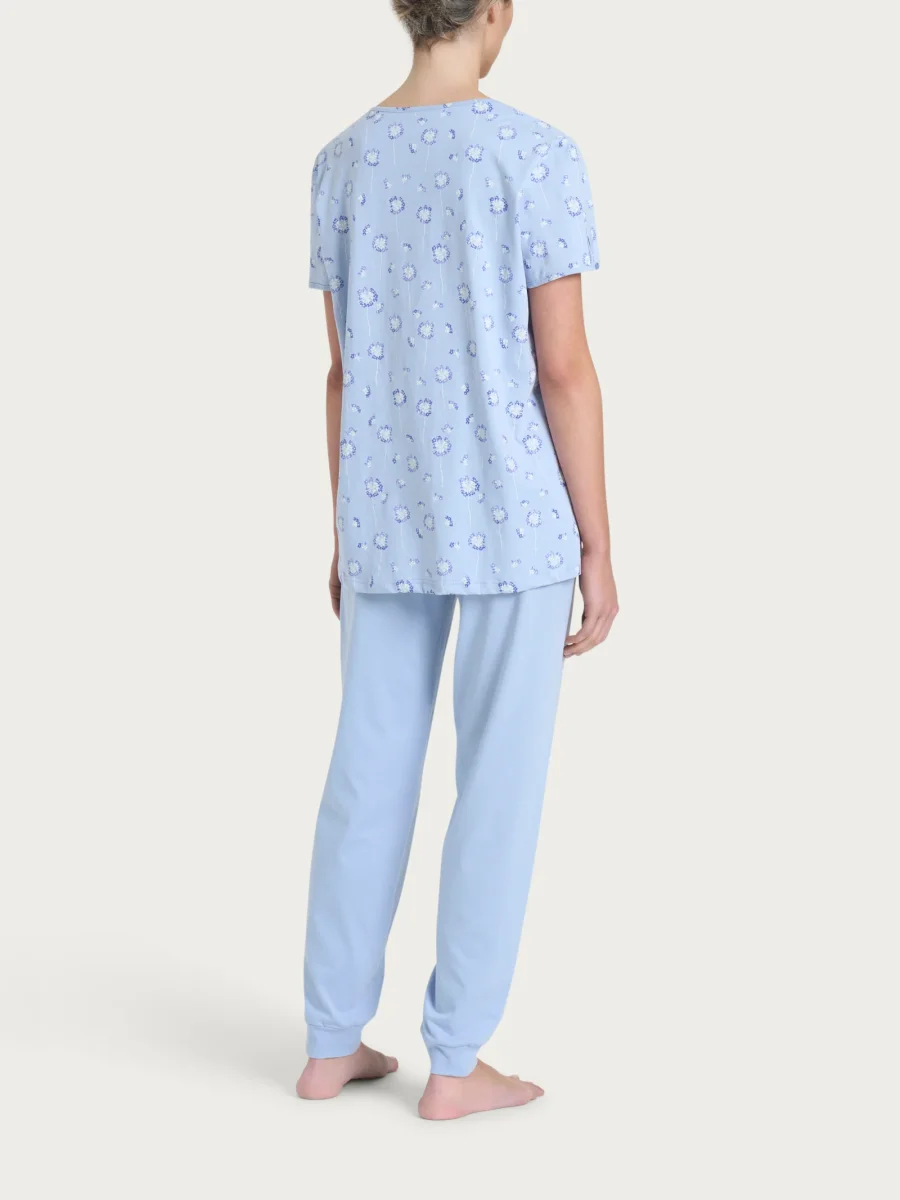 Pigiama a serafino con arricciatura in Jersey di cotone 40-52 - Fant. Brunnera Blue - immagine 3