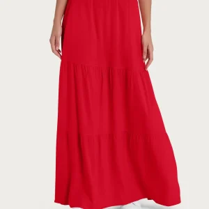 Gonna lunga tinta unita in Ecoseta - Salsa