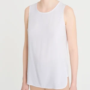 Top a spalla larga con inserto laterale in Misto Viscosa - Bianco