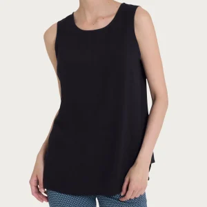 Top a spalla larga con inserto laterale in Misto Viscosa - Nero