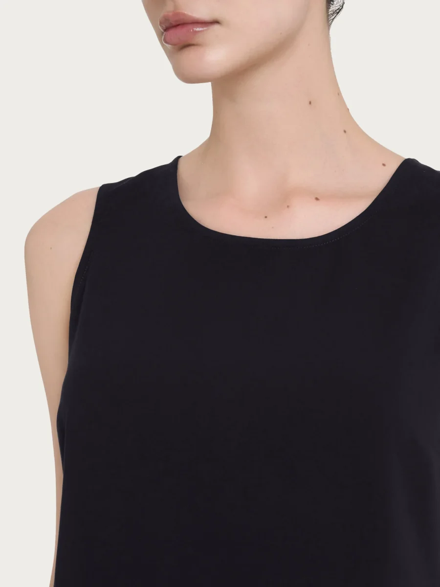 Top a spalla larga con inserto laterale in Misto Viscosa - Nero - immagine 4