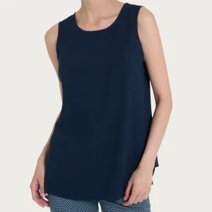 Top a spalla larga con inserto laterale in Misto Viscosa - Bleu