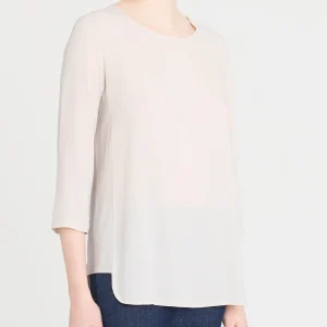 Maglia girocollo con inserto laterale in Misto Viscosa - Champignon