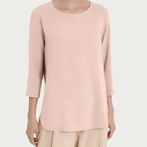 Maglia girocollo con inserto laterale in Misto Viscosa - Cameo Rose