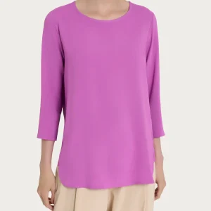 Maglia girocollo con inserto laterale in Misto Viscosa - Cattleya Orchid