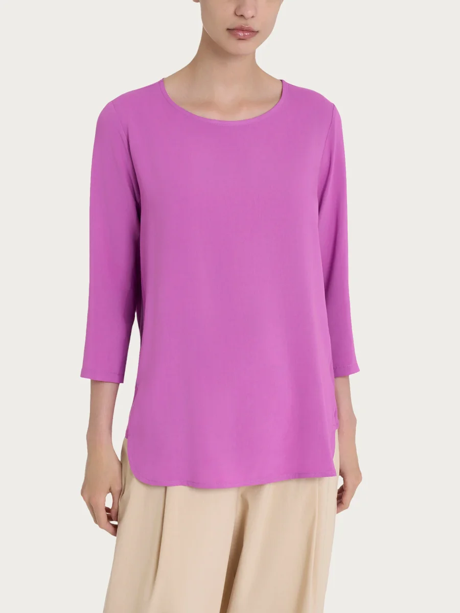 Maglia girocollo con inserto laterale in Misto Viscosa - Cattleya Orchid - immagine 2