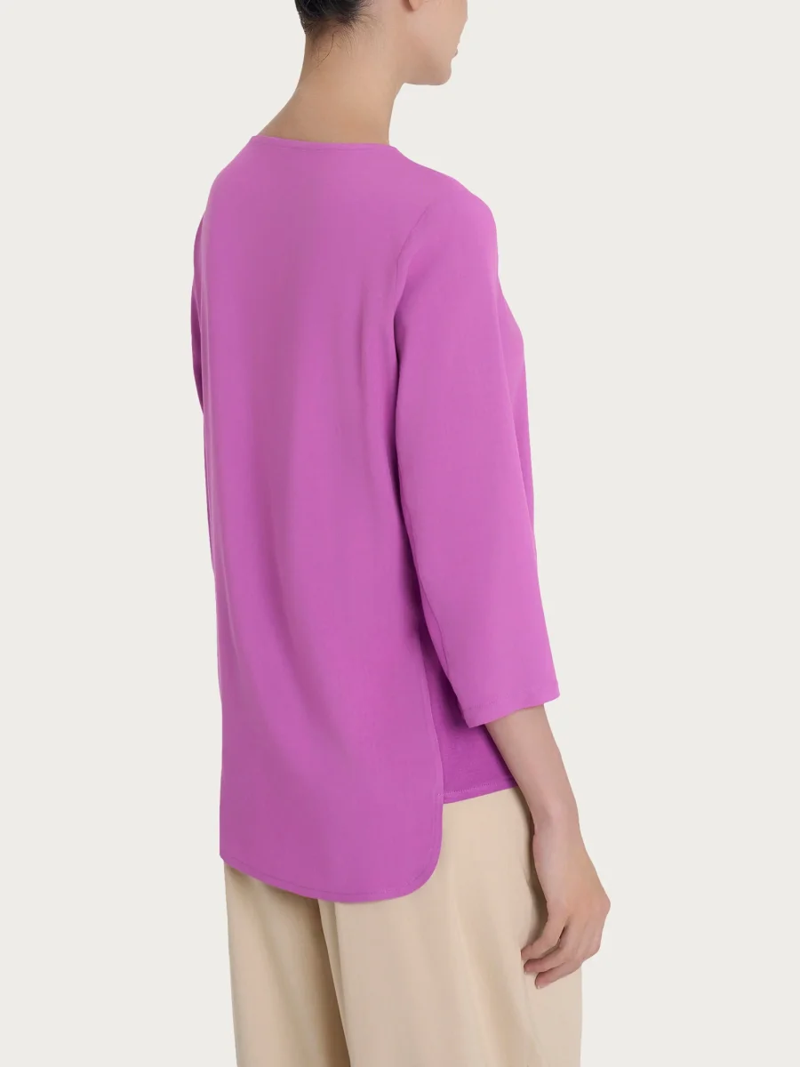 Maglia girocollo con inserto laterale in Misto Viscosa - Cattleya Orchid - immagine 3