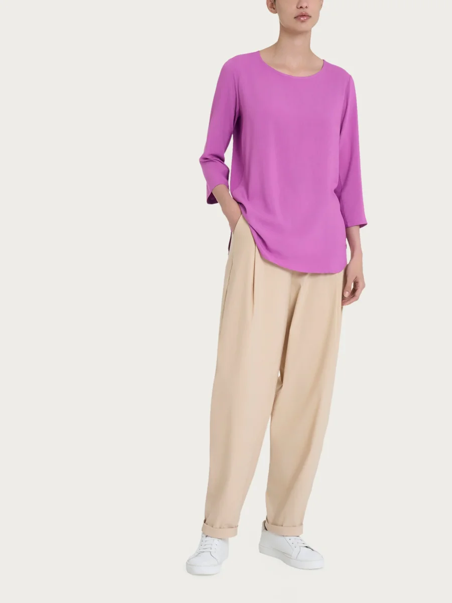 Maglia girocollo con inserto laterale in Misto Viscosa - Cattleya Orchid - immagine 5