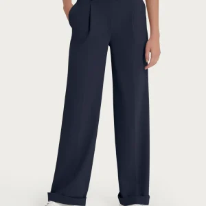 Pantalone ampio con tasche e pinces in Compact Light - Bleu